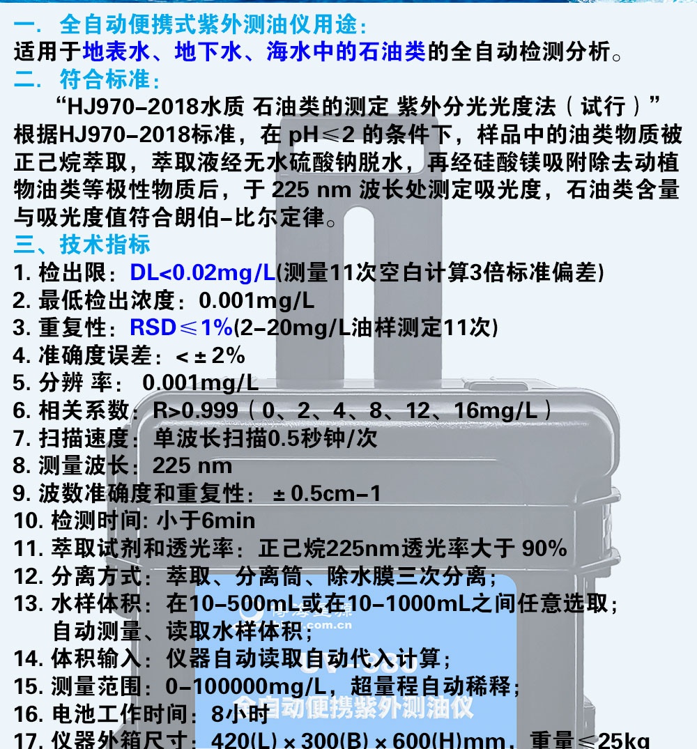 全自動(dòng)便攜式紫外測油儀